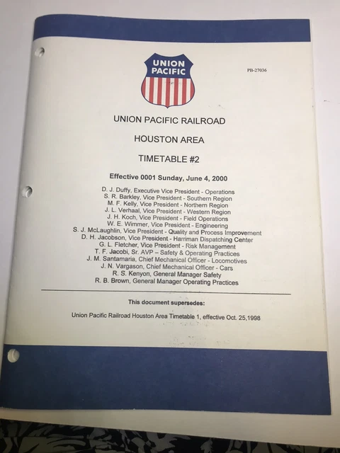 1998 Timetable Union Pacific Railroad Houston Area Timetable #2, 46 Pages