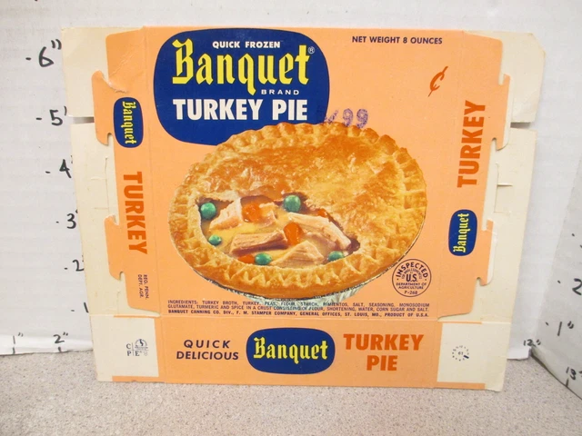 Banquet TV DINNER (1) box TURKEY PIE 1961 pot vintage frozen food B&F P-268