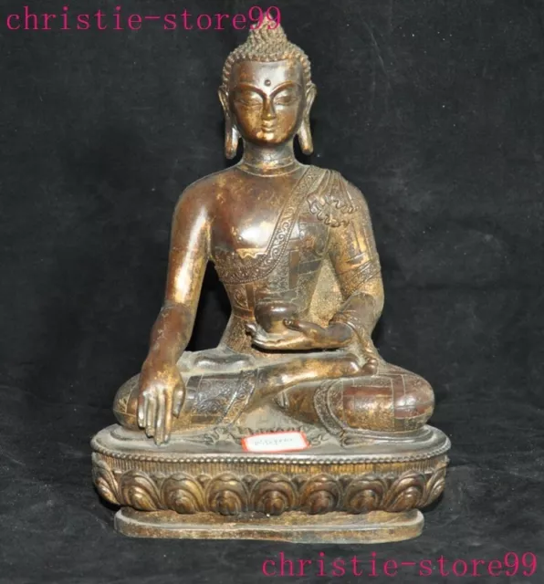 12" Tibet Buddhism temple bronze gilt Shakyamuni Medicine Buddha statue