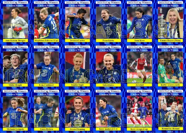 Chelsea Ladies 2021 Women's FA Cup Final winners football trading cards