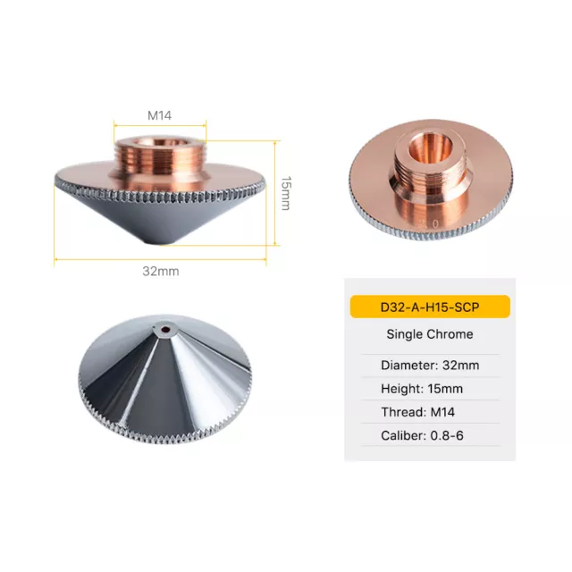 Laser Nozzle Single Layer Chrome-plating Dia.32mm H.15mm for Raytools Laser Head