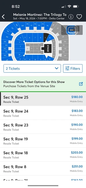MELANIE MARTINEZ TRILOGY TOUR ticket! section 9 row 25, seats 3 and 4