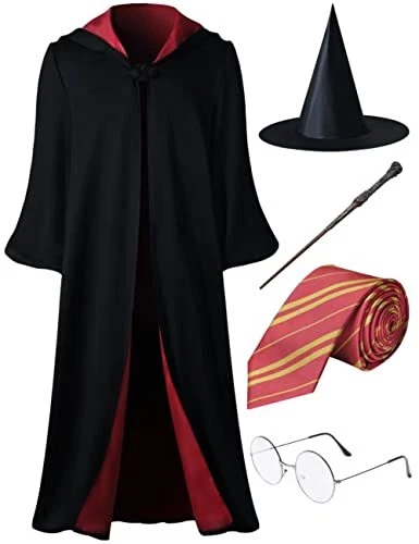JIXYUA Magician Wizard Themed Robe Halloween Cloak with Hood Costume Party