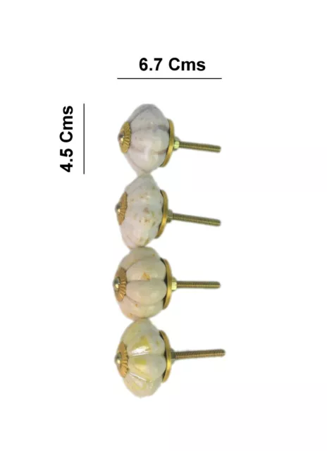 Fleur Design Blanc Céramique Cuisine Armoire Tiroir Tirer Boutons (4cs) i24-229