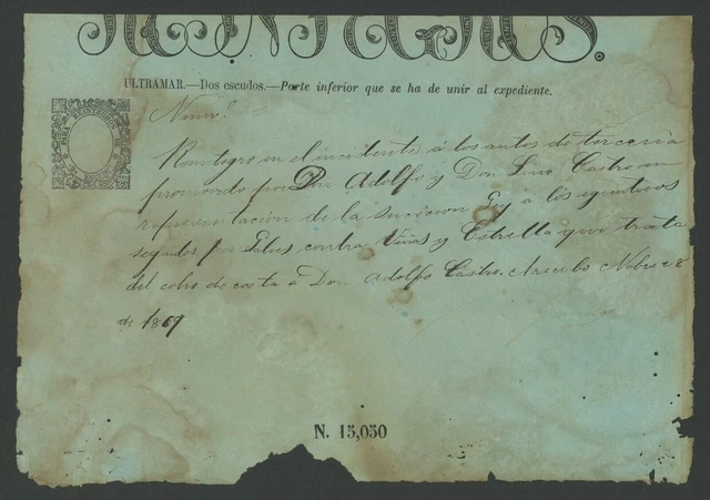 Spanish Colonial Revenue Document / Reintegros-Ultramar / Puerto Rico 1869 #22