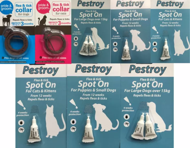 Spot On Flee And Tick Drops,Collar Repels For Cats,Dogs,Kittens Safe Treatment