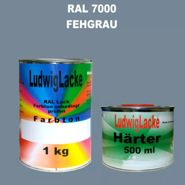 Ral 7000 Gris 1,5 KG Kit Mat Peinture & Durcisseur Acrylique non Dilué Freihaus