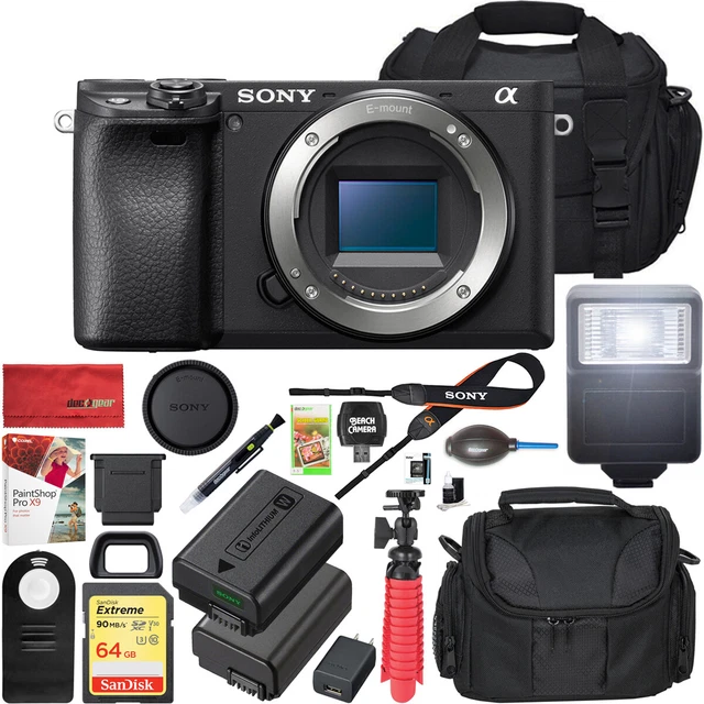 SONY A6400 MIRRORLESS Camera ILCE6400/B + Deco Gear Pro Kit Flash