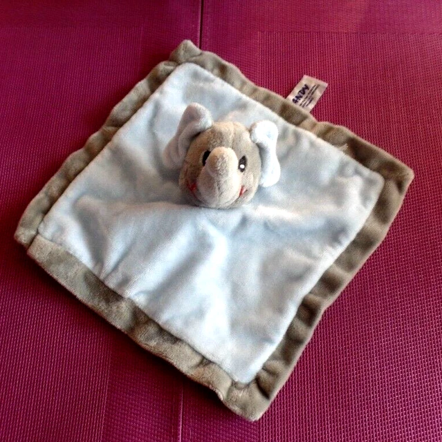 B14G / doudou plat éléphant bleu gris SANDY