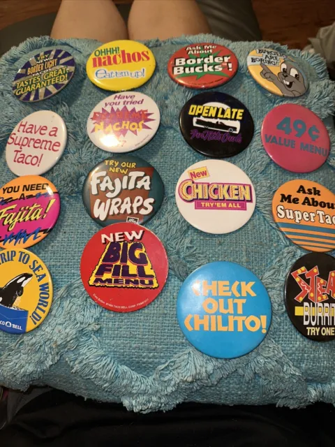 26 Vintage Taco Bell Pins & Buttons