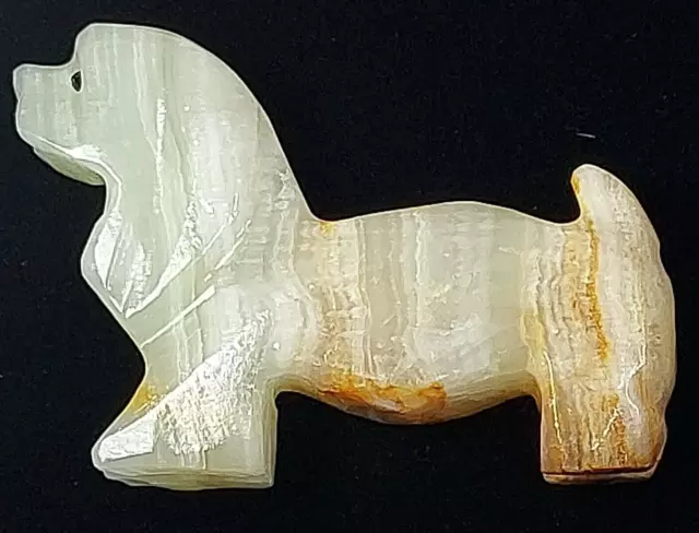 Carved Marble Lhasa Apso Dog Figurine Charlottes Collection 3" long 2-1/2" Tall