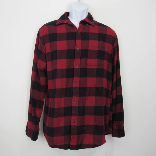 CROFT & BARROW Men's Red Flannel Buffalo Print Button Down Shirt SZ M -Casual