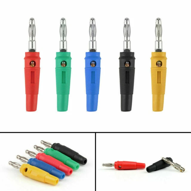 50 Pcs 5 Color Nickel Plated Banana Plug For Probes Binding Post Kit