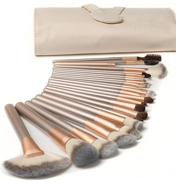 18 Pezzi Pennelli Trucco Set di Pennelli Trucco Con Custodia da Viaggio Manico i