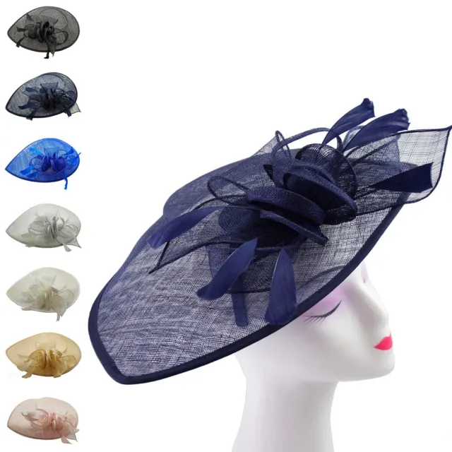 Grande cappello per capelli in piuma di fiori fascinator fascia per matrimonio festa reale Ascot gara