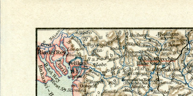 Kamerun historische Landkarte Lithographie ca. 1909 antike Karte Geographie 2