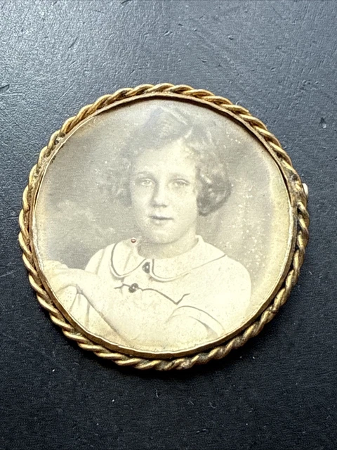 Broche Porte-photo Ancienne En Métal Blanc Années 30/40 - Occasion Bon état