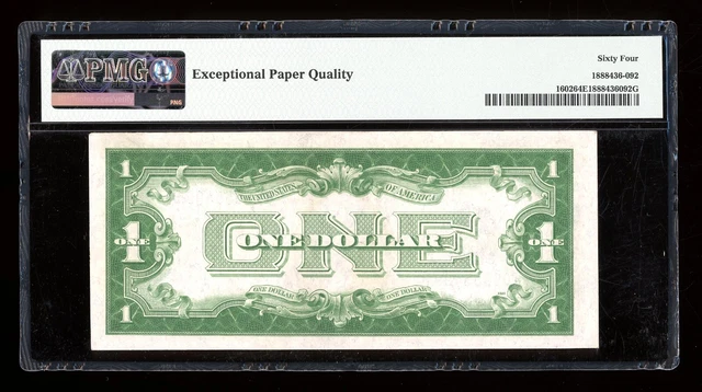 DBR 1928-B $1 Silver Funnyback Fr. 1602 IB Block PMG 64 EPQ Serial I06955499B 2
