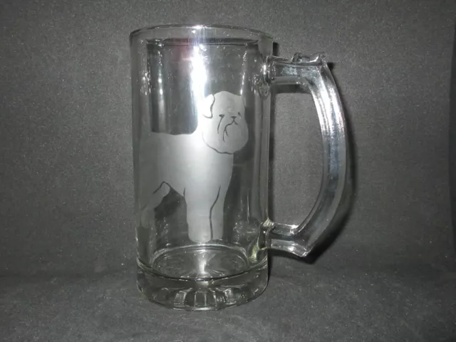 New Etched Brussels Griffon Glass Root Beer Handled Mug