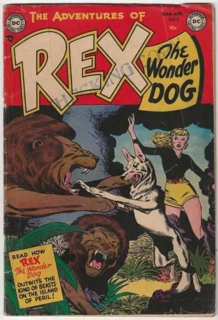 The Adventures of Rex The Wonder Dog #2 1952 Golden Age DC Comic Book Good