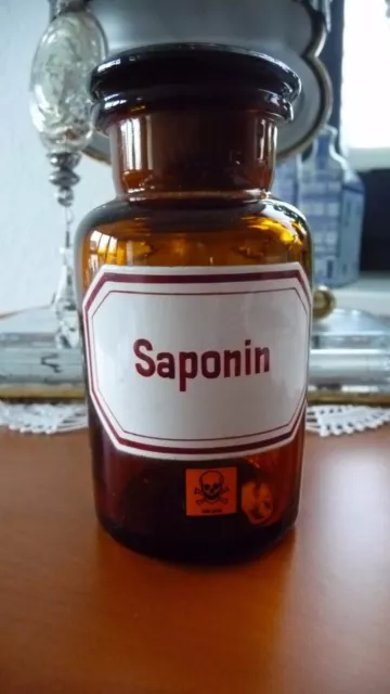 Apothekenstandgefäß     " Saponin "      alt + unbeschädigt / Apothekenauflösung