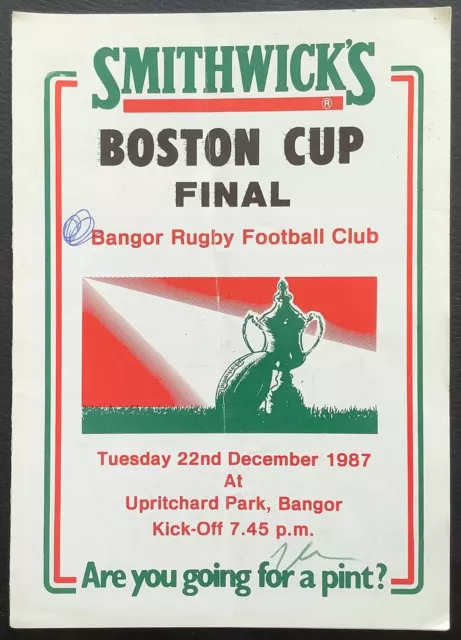 1987 BANGOR (Northern Ireland) v ARDS programme - Boston Cup Final