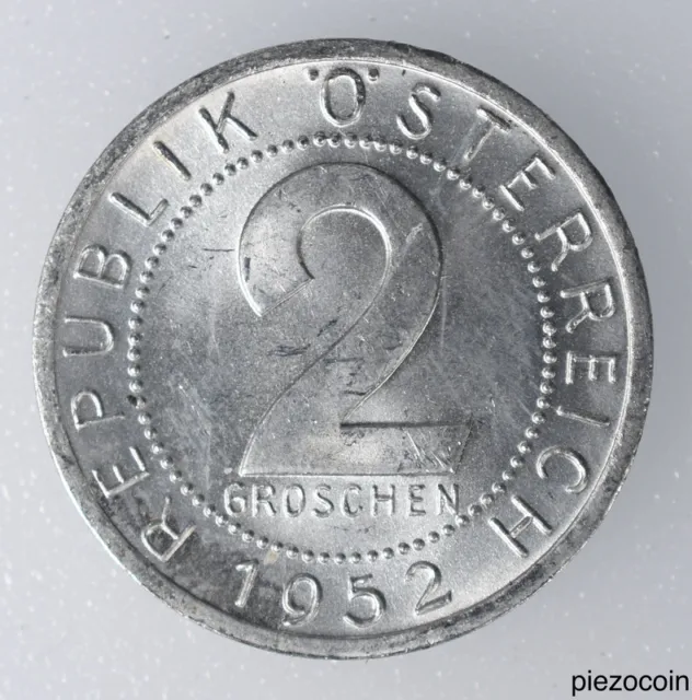Austria 2 Groschen 1952, Imperial Eagle, Coin KM# 2876 Inv#A855