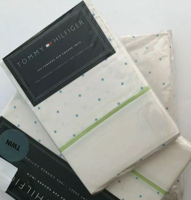 Tommy Hilfiger ~ STANDARD PILLOWCASES ~ little blue polka dots STEPHANIE  ~ NIP