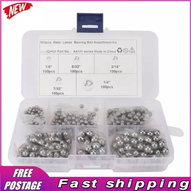 500pcs Precision Steel Bearing Balls 1/8 5/32 3/16 7/32 1/4 inch Grade 25 + Box