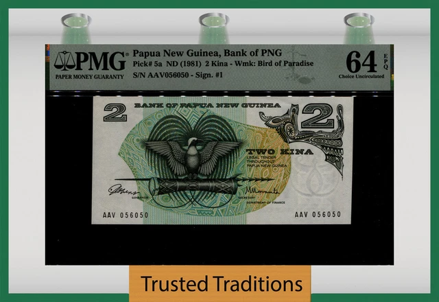 TT PK 5a 2010 PAPUA NEW GUINEA BANK of PNG 2 KINA PMG 64 EPQ CHOICE UNCIRCULATED