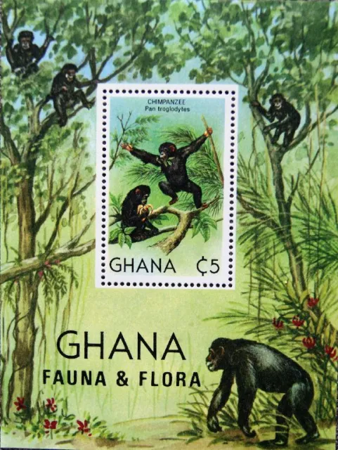 GHANA 1982 Block 94 S/S 788 Schimpanse Fauna Animals Tiere Affen Apes MNH