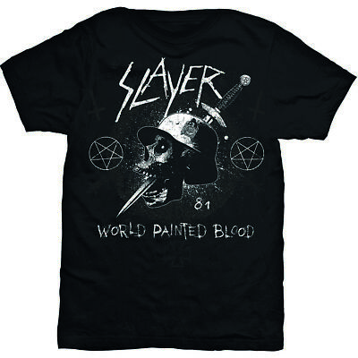 Nero Maniche corte T-shirt da uomo Slayer Dagger Skull Rock Band Ufficiale