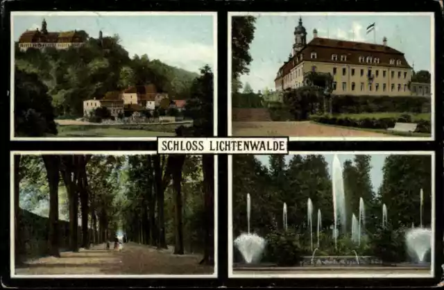 1908 alte AK Schloss LICHTENWALDE gelaufen mit Ankunftsstempel von Kesselsdorf