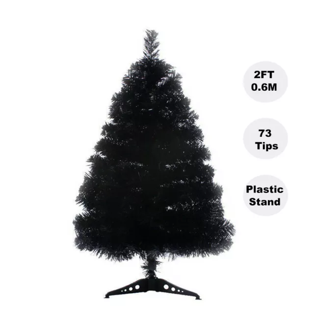 Black Christmas Tree 2/3/4/5/6/7/8FT Fluffy Tips Metal Stand Easy Assemble Xmas 2