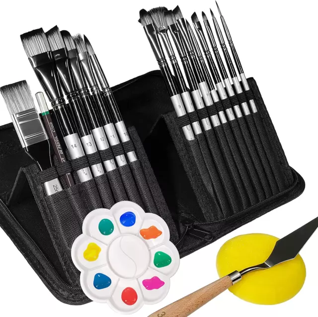 Pennelli Da Pittura Set-20 Pcs, Pennelli per Dipingere, Artista Pennello Set Di