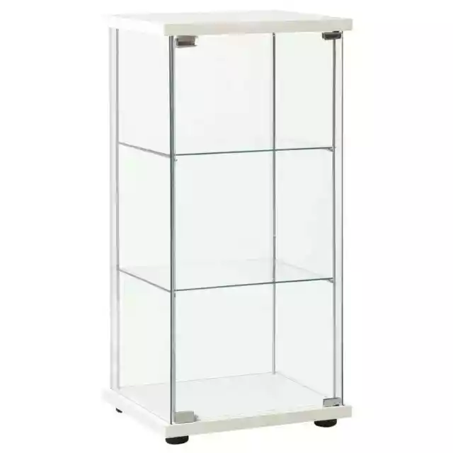 White Tempered Glass Storage Cabinet with Three Layers - Easy to Clean, Sturdy a