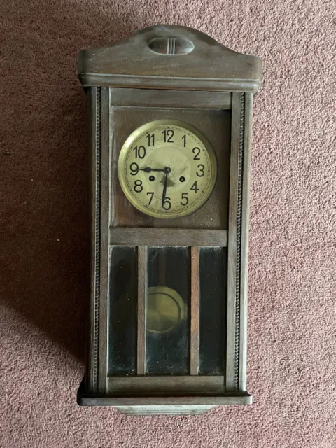 Antique Wooden Case Pendulum Wall Clock