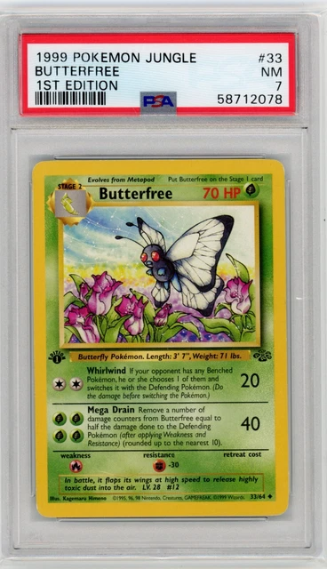 Pokemon - Butterfree 33/64 1st Edition - 1999 WOTC Jungle - PSA 7