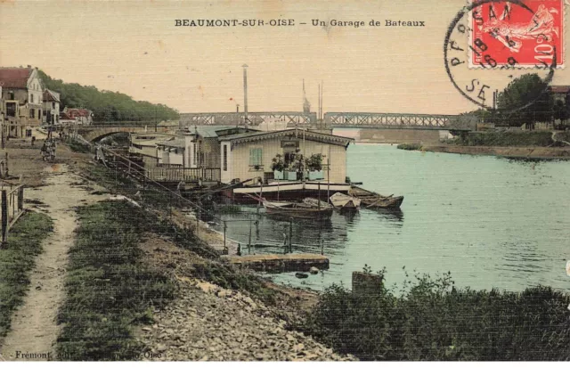 95 Beaumont Sur Oise Af#Dc469 Garage De Bateaux Sur Le Fleuve Pont Passerelle