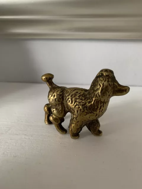 Vintage Brass Poodle Dog Figure Figurine Collectable Ornament