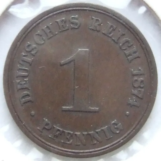 Moneta Reich Tedesco Impero 1 Pfennig 1874 B IN Very fine / Extremely