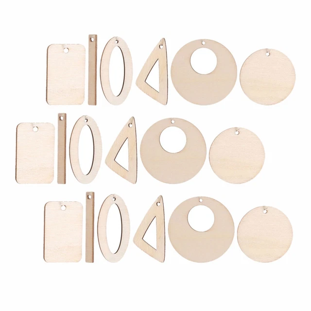 Kit creativo de fabricación de joyas de 60 piezas con dijes de madera en blanco y pendientes hágalo usted mismo