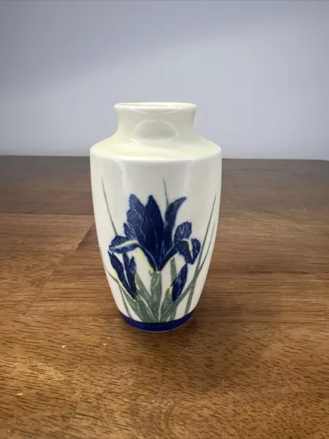 Vintage Otagiri Blue Iris Ceramic Vase Japan