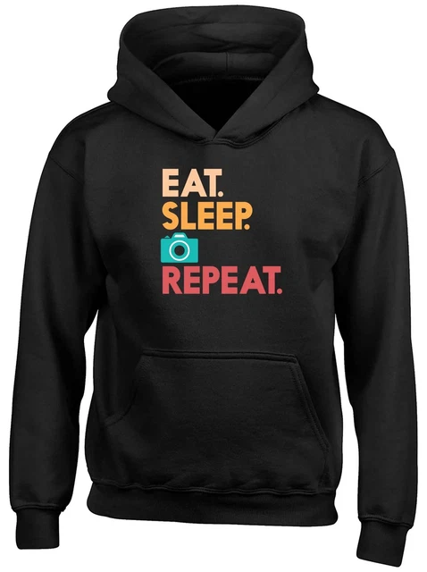 Mangia fotografia sonno bambini felpa con cappuccio fotocamera otturatore obiettivo modello ragazzi ragazze regalo top
