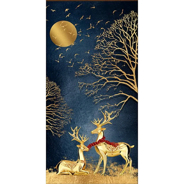 Golden Deer Oil Paint By Numbers DIY Canvas Wall Picture Craft Home Decorations