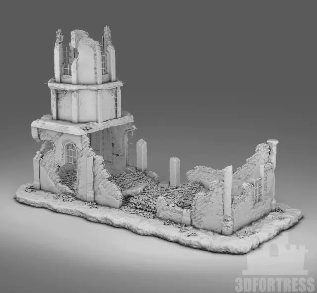 Impréssion 3D Décors WW2 Bâtiment en ruine 7