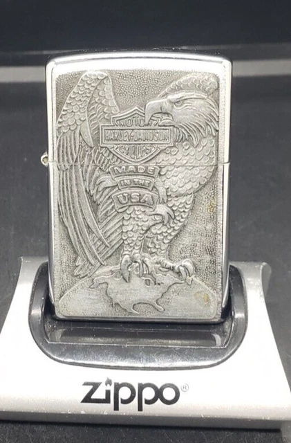 2001 Harley Davidson Eagle Gripping Earth Zippo Lighter Clear Flint Tube No Box