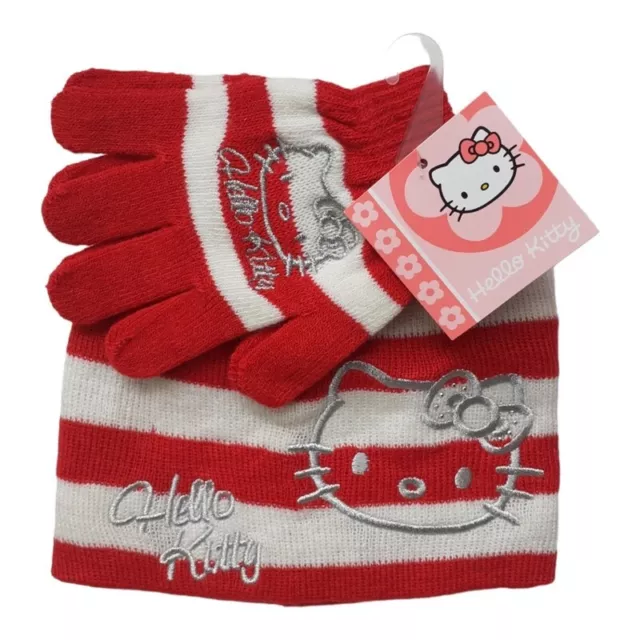 *HH* Set Bambine Cappellino Guanti Sanrio Hello Kitty cappello Invernale girl