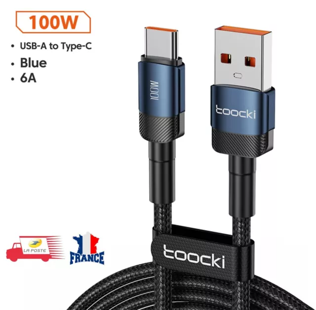 Câble USB Type C 6A 100W Charge Rapide et Transfert de Données Sync Toocki  1/2M