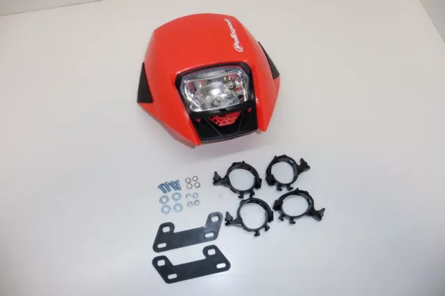 Mascherina Faro Frontale Exura con Lampada Fanale Adatto An Honda Cr Crf Rosso